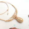 Handmade Macramé Necklace - Natural Fossilized Coral  MR#36