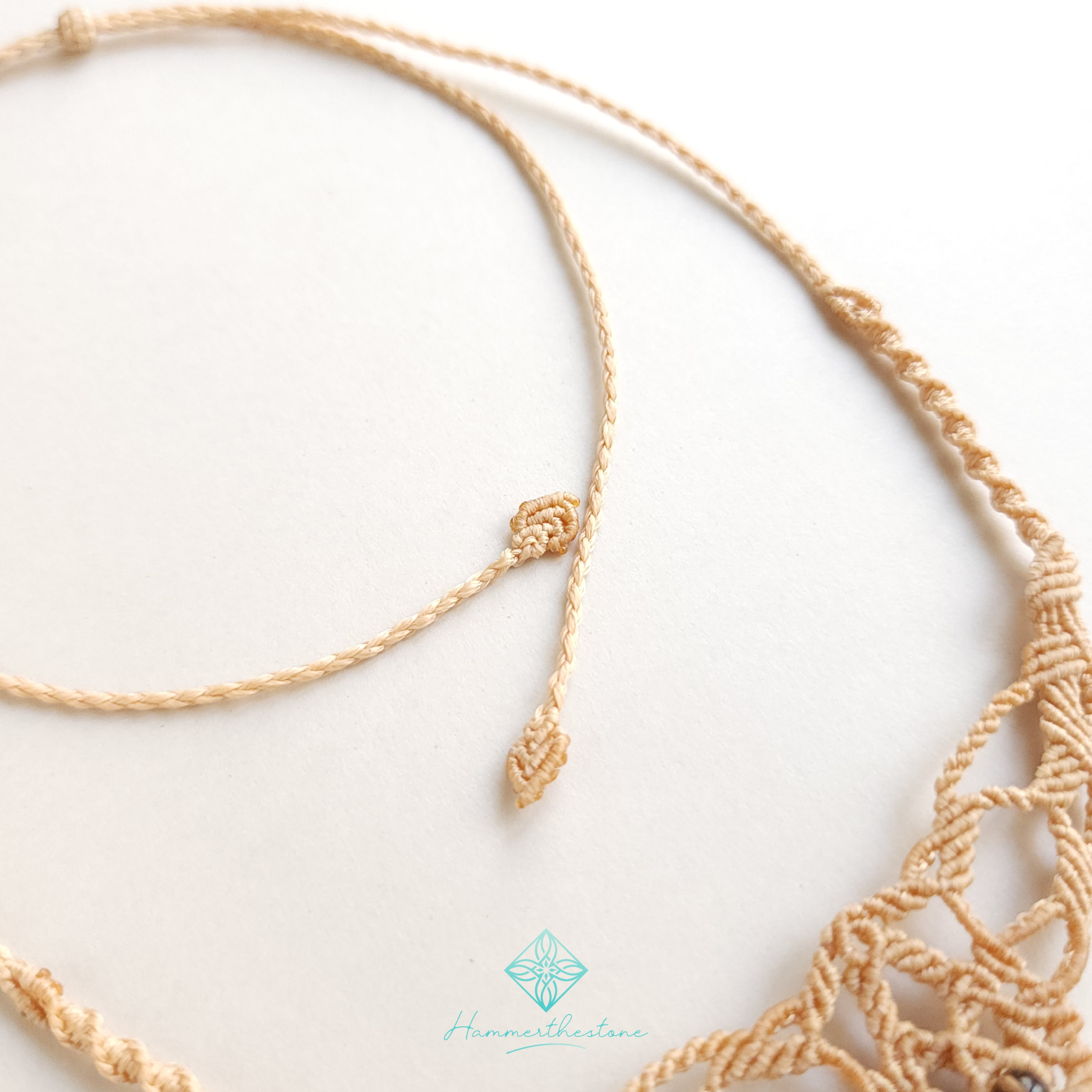 Handmade Macramé Necklace - Natural Fossilized Coral  MR#36