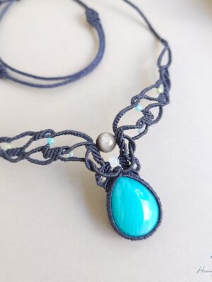20231124_122924 Handmade Macramé Necklace - Amazonite MR#22