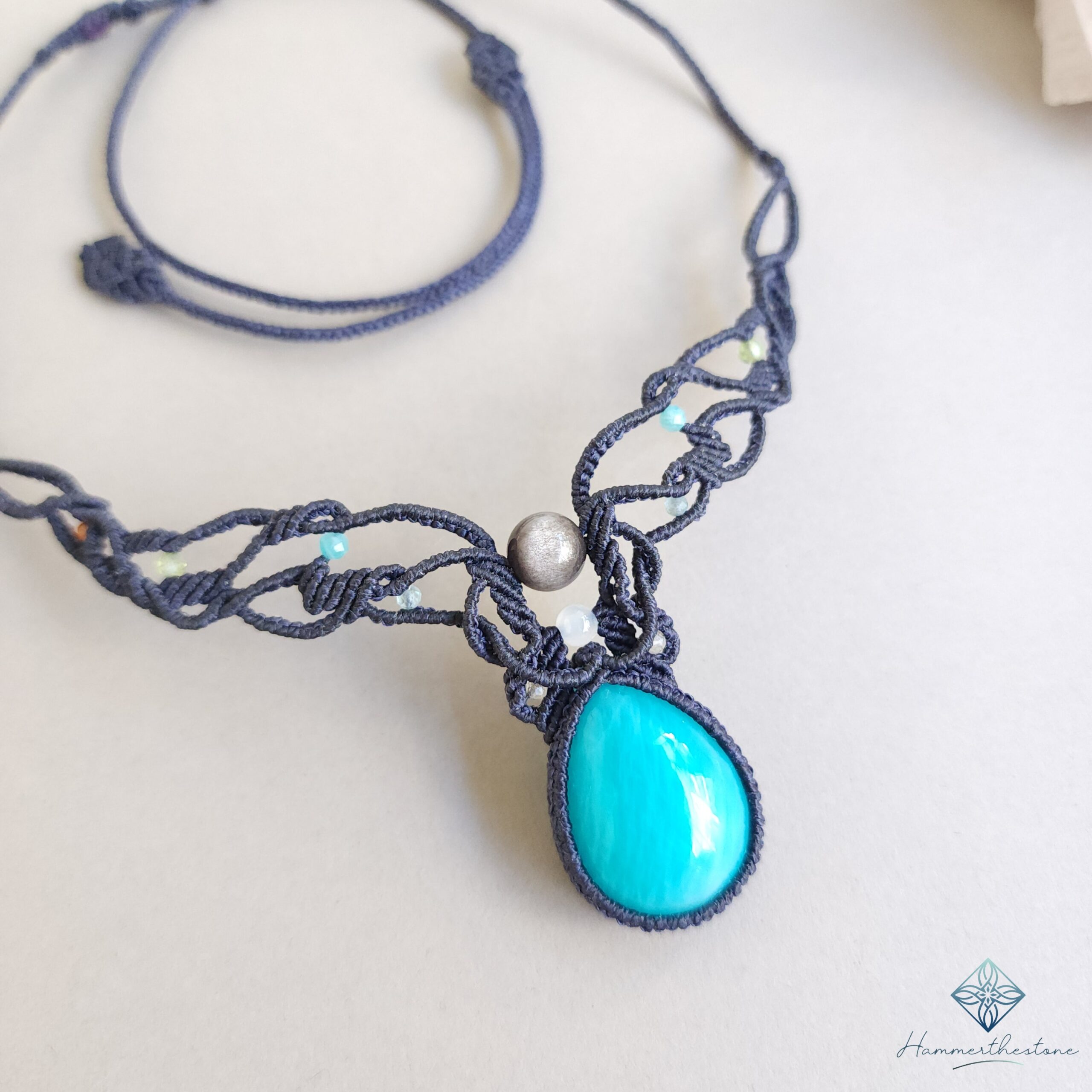 20231124_122924 Handmade Macramé Necklace - Amazonite MR#22