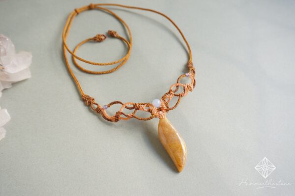 Handmade Macramé Necklace - Natural Fossilized Coral MR#25