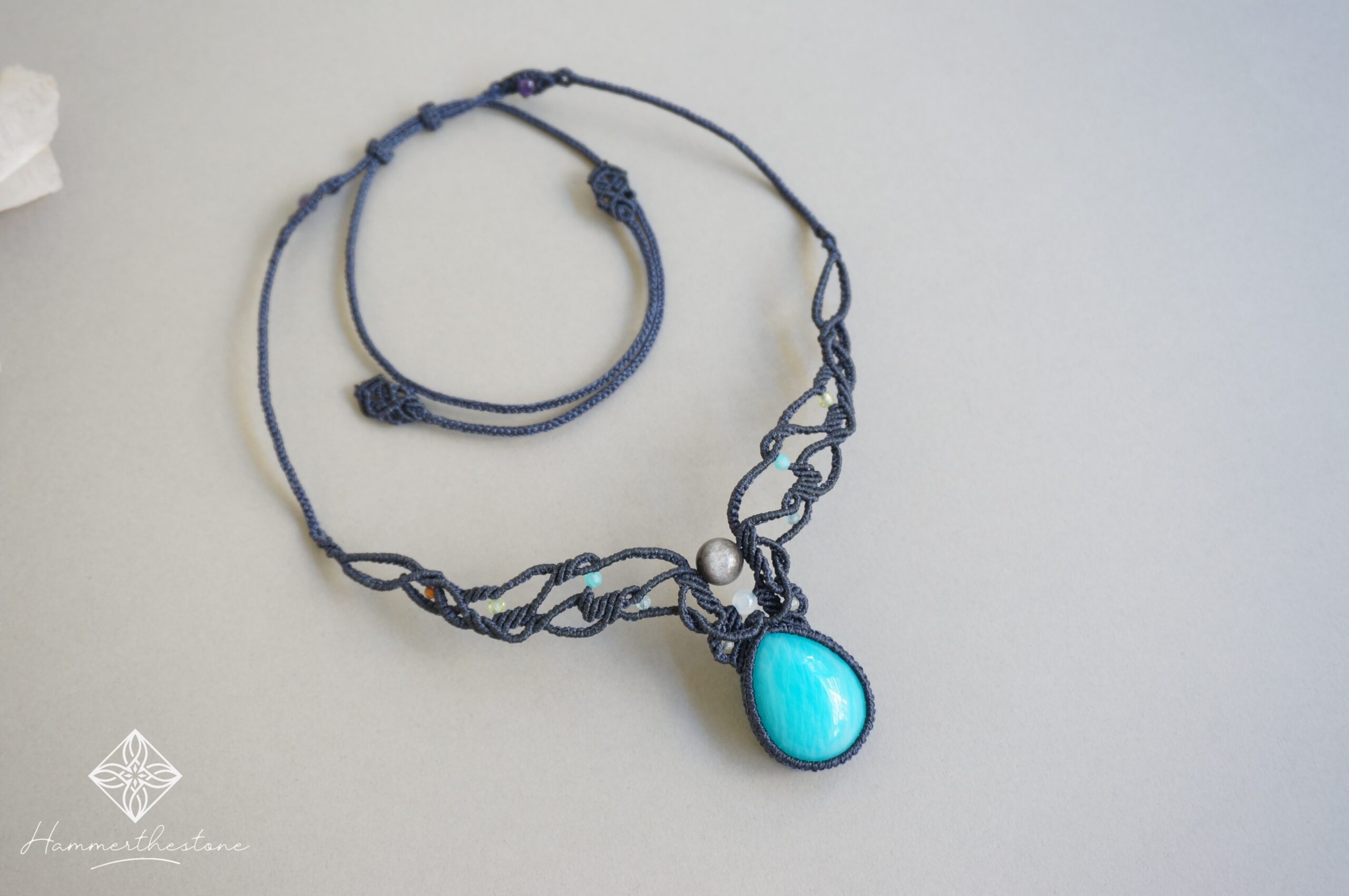 20231126_205650 Handmade Macramé Necklace - Amazonite MR#22
