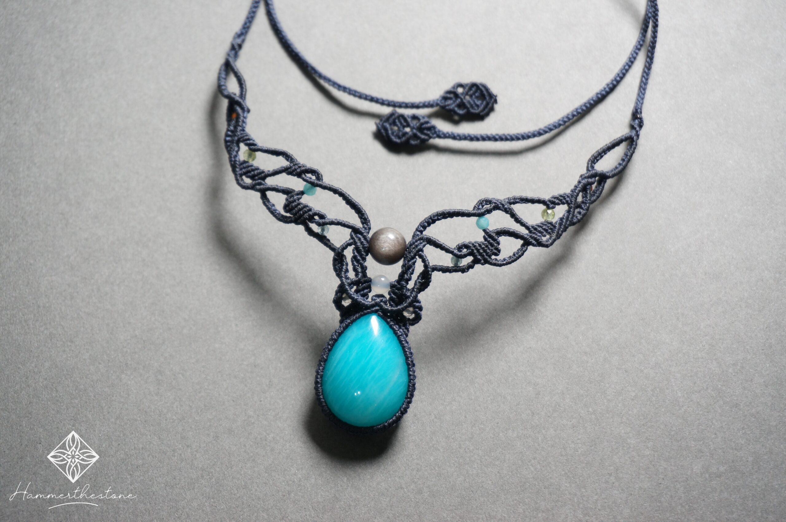 20231126_205840 Handmade Macramé Necklace - Amazonite MR#22