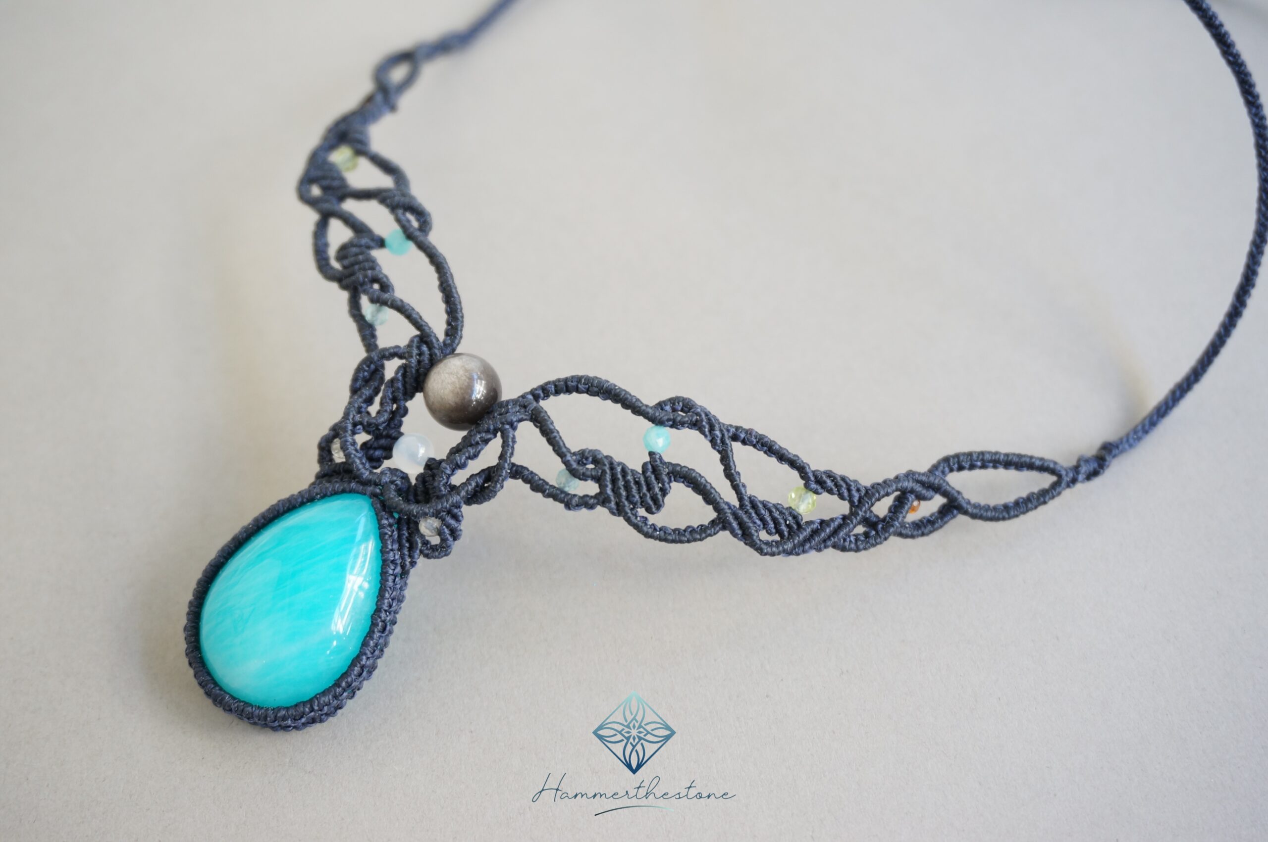 20231126_210131 Handmade Macramé Necklace - Amazonite MR#22