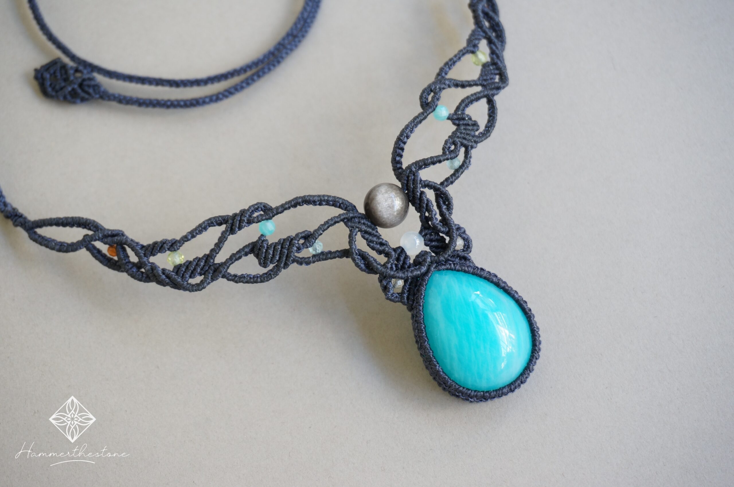 20231126_210448 Handmade Macramé Necklace - Amazonite MR#22