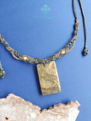 20240828_143240 Handmade Macramé Necklace - Natural Fossilized Coral MR#34