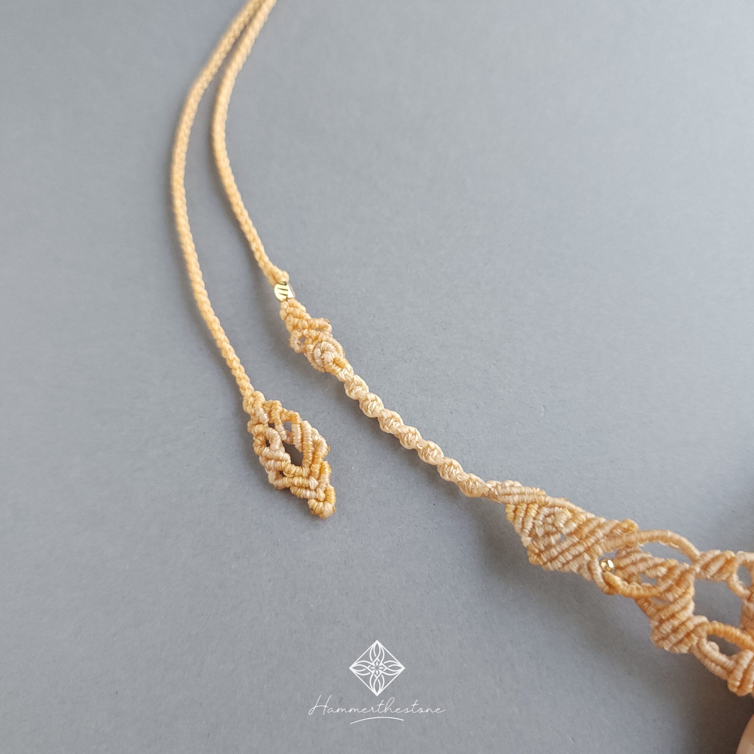 Handmade Macramé Necklace - Natural Fossilized Coral MR#40