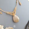 Handmade Macramé Necklace - Natural Fossilized Coral MR#40