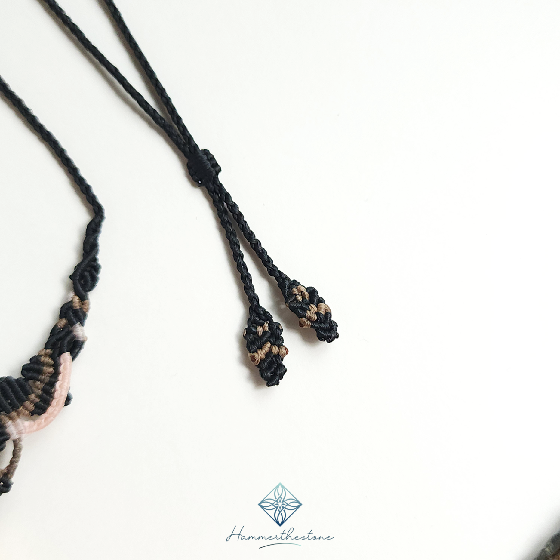 mr45-03 Handmade Macramé Necklace - Natural Fossilized Coral MR#45