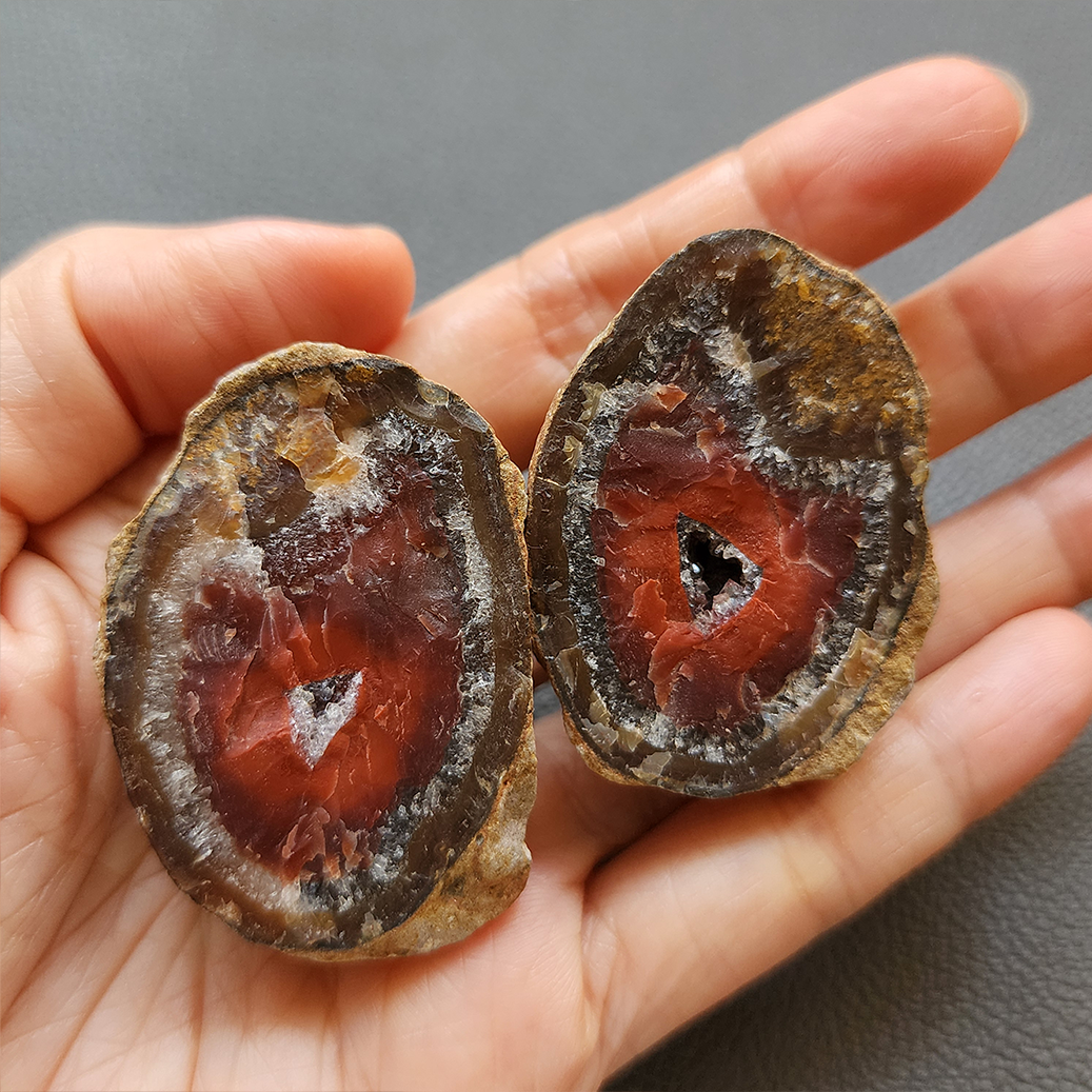 縮圖3 Zhanguo Red Agate Pair Stone (unpolished) ZR014